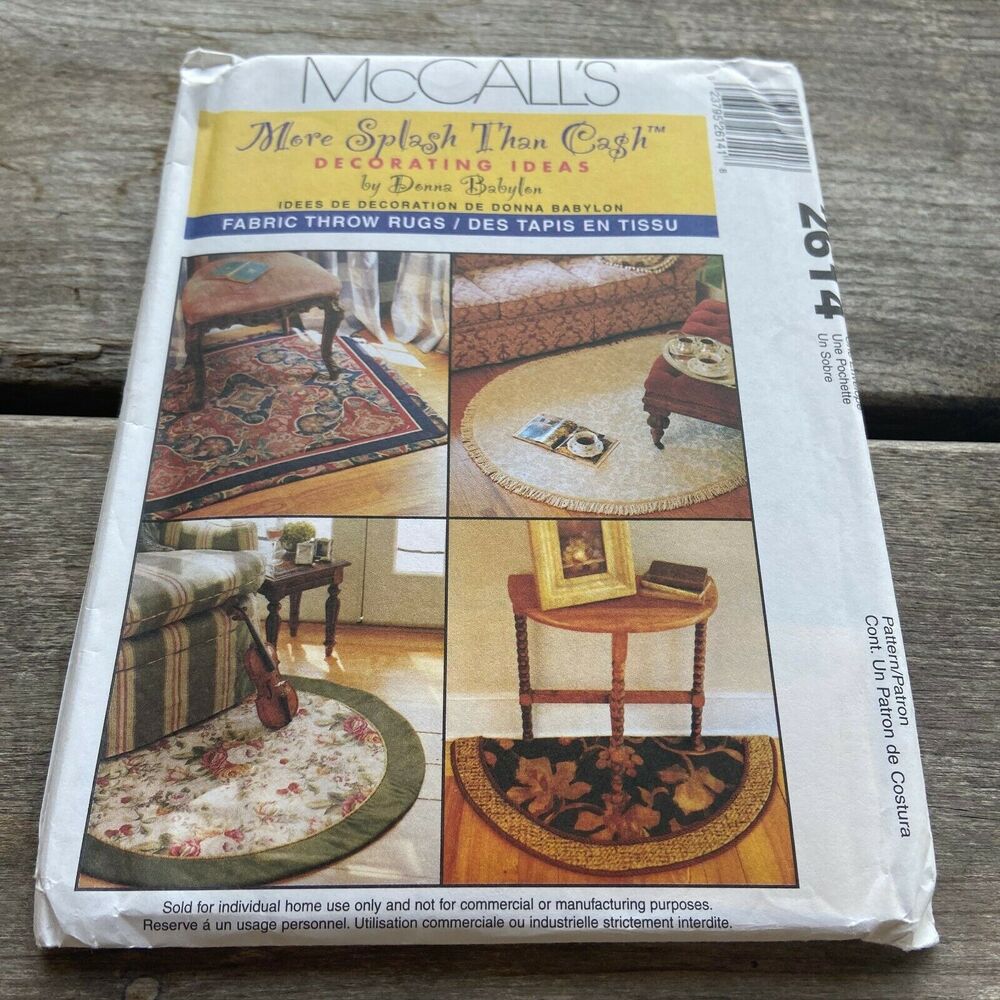 McCall's 2614 Donna Babylon Fabric‎ Throw Rugs Pattern New FF Uncut Home Decor